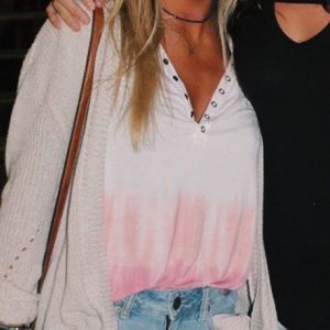 Knit button down v neck top